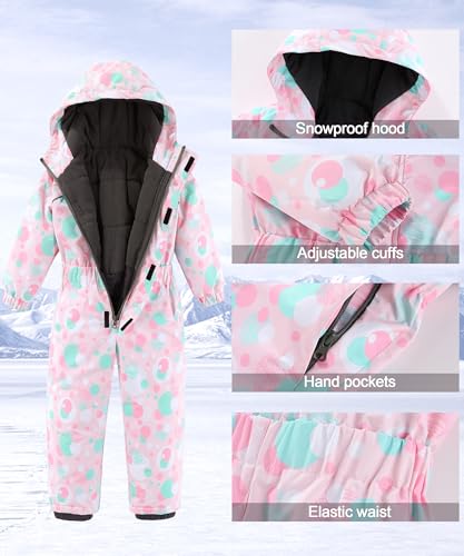 Image of Hiheart Boys Girls One Piece Snowsuit Waterproof Ski Snowboard Coverall