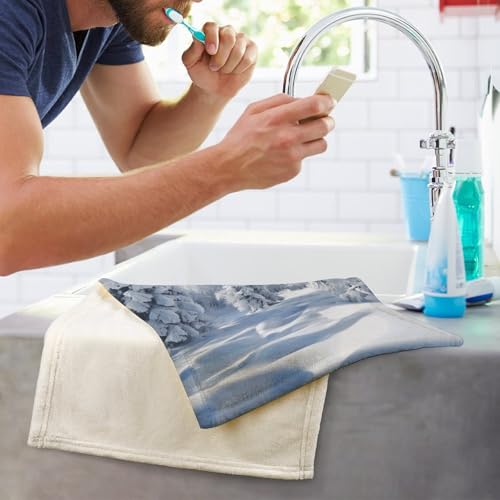 Serviette de bain à séchage rapide et ultra absorbante avec son motif arbres d'hiver - 6