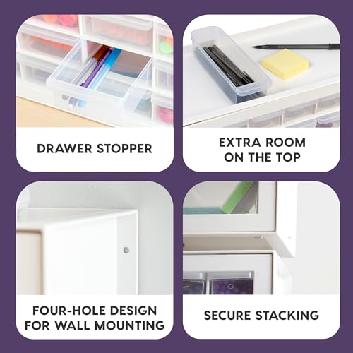 Image of IRIS USA 44-Drawer Small Parts Organizer, Made in USA, Storage Drawers for Beads, Crafts, Building Bricks, Screws, Nuts, Bolts, Electronics, Hardware, Stackable Garage Storage Cabinet, White