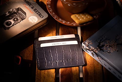 Image of BROWN BEAR Premium Branded Men's Pure German Nappa Leather, RFID ATM Card Holder (Blue)