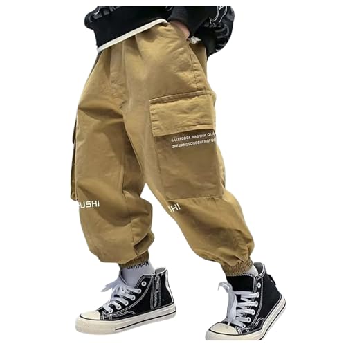 Boys Cargo Joggers Pants Kids' Stretch Elastic Waist Casual Jogging Trousers Bottom for Kids 4-5 Years