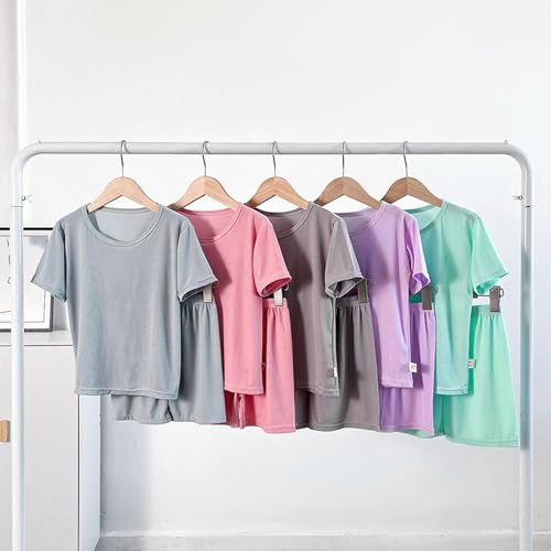 Girls Cotton 𝐏ajamas Short Sleeve 𝐏a𝐣ama Sets Kids Sl𝐞epwear Summer 𝐏js Tops and Shorts Set for Girls Loung𝐞wear3