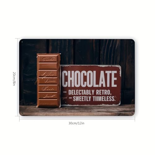 Vintage Chocolate Metal Tin Sign - Luxurious Decorative Iron Wall Art - 12x8 inches - Sweetly...