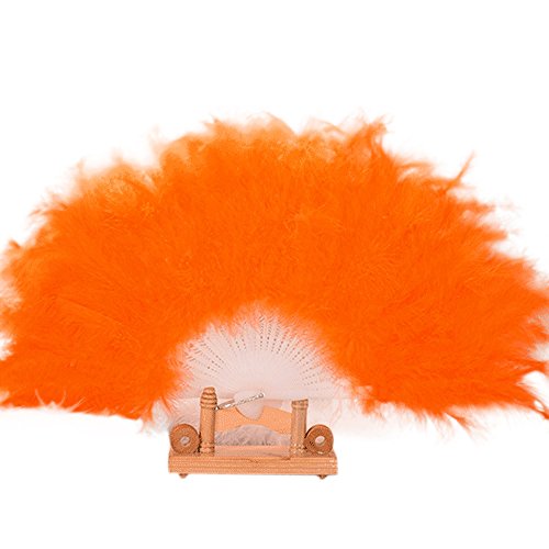 ZEELIY Wedding Showgirl Dance Elegant Large Feather Folding Hand Fan Decor Decal