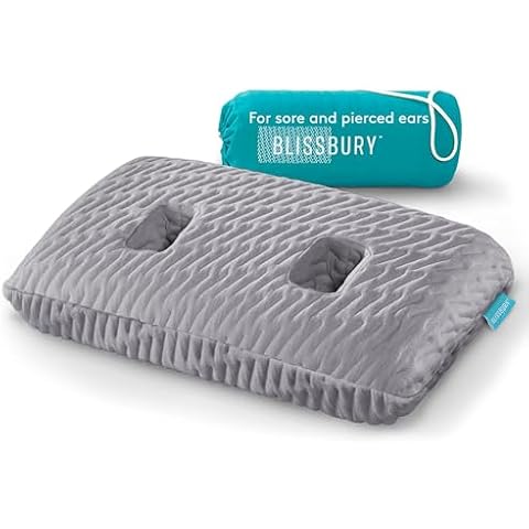 BLISSBURY Ear Pillow with Ear Hole for Sleeping with Sore Ear Pain | Ear Piercing Pillow | Adjustable Memory Foam Pillow with Holes for chondrodermatitis CNH | Piercing Pillow for Side Sleepers Cover