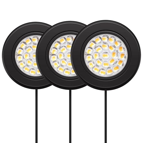 GETINLIGHT 2.5' Wide 3000K Dimmable LED Puck Lights Kit, Plug-in Installation with Recessed or...