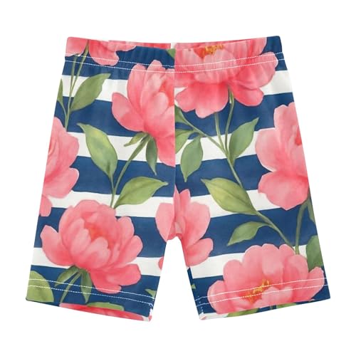 Watercolor Pink Peonies Bold Girls Biker Shorts Toddlers Cotton Under Dress Shorts Print 4t Children
