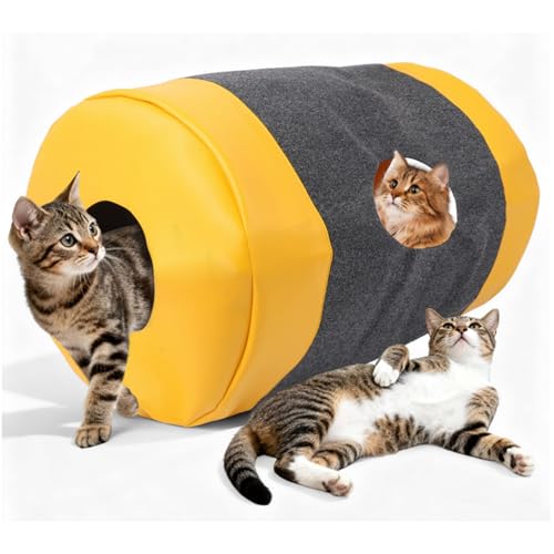 Tapis de jeu pliable pour chats avec tunnel interactif et maison