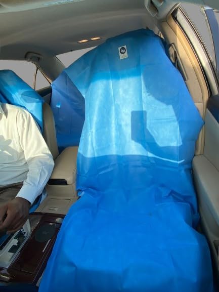 ISHTA Disposable Waterproof Non-Woven 30 GSM All-Purpose Protector Sheet for Hygiene Car, Air and Train Traveling With-Fold 5 Ft X 2.5 Ft (5 Front Seat Sheets, Blue)