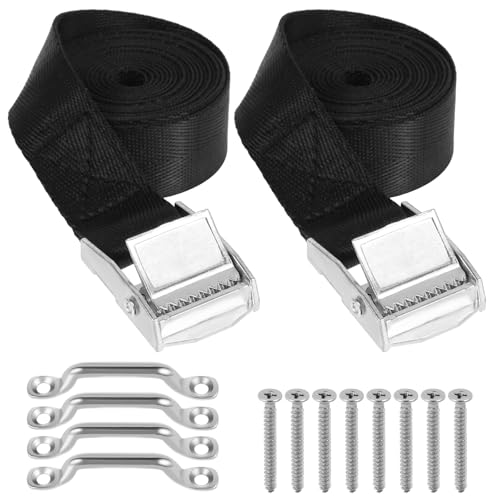 2Pcs Battery Tie Down, Cam Buckle Cam Strap Cinch Strap, Wear Resistant RV Battery Hold Down Kit, Heavy Duty Battery Box Tie Down Strap Replacement for RV Battery