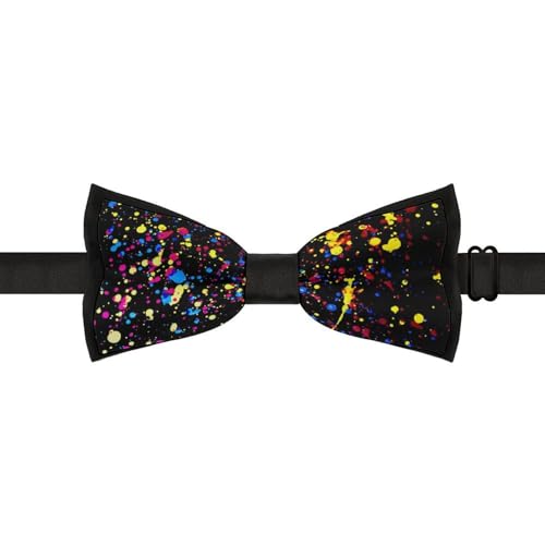GoasNei Glow in Dark Splatter Neon (9) Bow Tie for Men Adjustable Necktie Funny Tie Neck Ties for Weddings Party