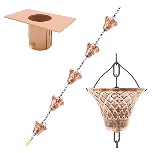 8.5FT Large Iron Bell Rain Chains for Drain gutter through downspouts and Rain
