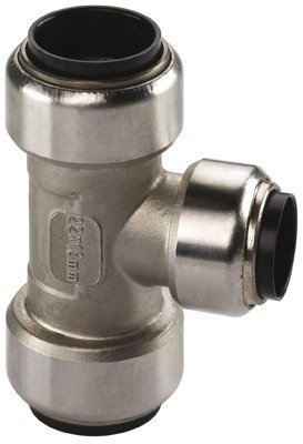 Edelstahl Steckfitting Tectite T-Stück Mittelgang reduziert 22 mm x 18 mm x 22 mm, TS130R