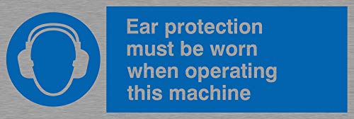 Viking Segni Mp262-L31-Ms "Ear Protection Must Be Worn Durante Il Funzionamento Questa Macchina" Sign, Marine Grade, In Acciaio Inox, 100 Mm Altezza X