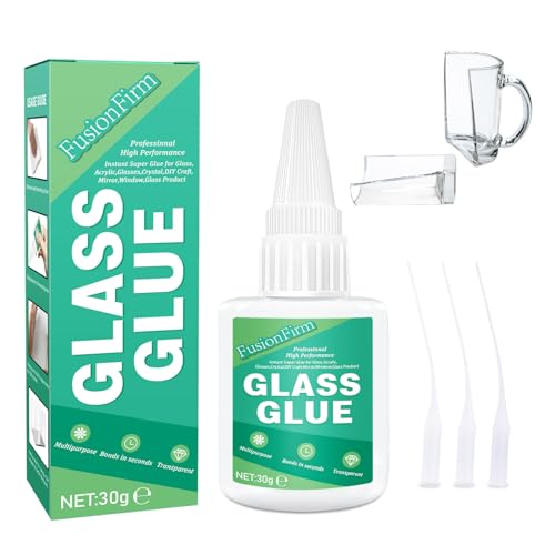Pegamento transparente para vidrio de 30 g, resistente al agua y acrílico para unir vidrios, gafas, espejos y manualidades al instante. ¡Ideal para ventanas y otros productos de vidrio