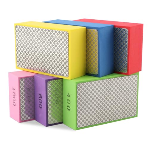 6個パック ダイヤモンド研磨パッド フォームバッキング付き ? マルチサーフェスグリット 60~1000 タイル ガラス セラミック 木材 大理石 金属表面修復用