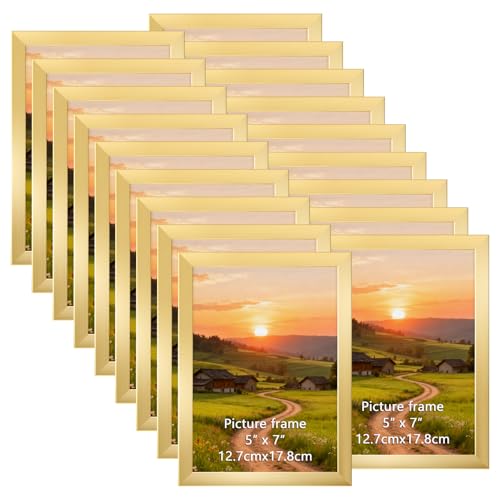 Wtrgas 5x7 Gold Picture Frames Set of 16 for Wall or Tabletop