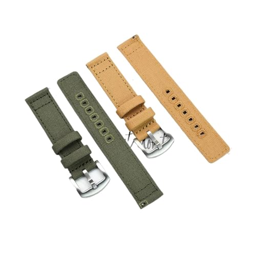 Bracelet montre nylon 22mm vert résistant à l'eau pour homme