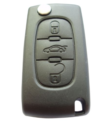 KEMANI New Uncut Blank Flip 3Button Folding Key Shell Fob Case Replacement For Peugeot 407 607 NO Chips
