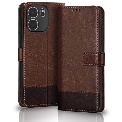 Image of TheGiftKart Flip Back Cover Case for OnePlus Nord CE 6 5G | Dual-Color Leather Finish | Inbuilt Stand & Pockets | Wallet Style Flip Back Case Cover for OnePlus Nord CE6 (Faux Leather, Brown & Coffee)
