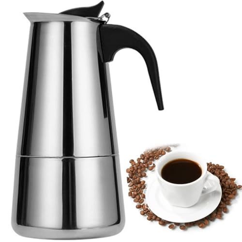 Palmcee Stovetop Espresso Maker, Moka Pot 300ML(6 Cup) Stainless Steel Coffee Maker Mocha Pot Cafe Maker with Insulated Handle Gift for Coffee Lovers Home Office
