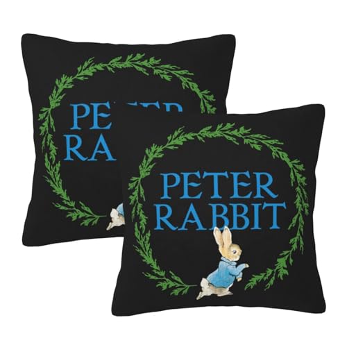 枕カバー ピーターラビット クッションカバー 2枚セット 座布団カバー まくらカバー おしゃれ 可愛い ソファ背当て 抱き枕 インテリア飾り オフィス 部屋飾り 四季通用 55X55cm
