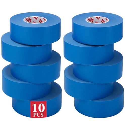 Fyguard 10 Rolls Blue Painters Tape, 24mm x 50m Masking Tape Decorators Tape Paper Tape Heat Resistant Waterproof for Painting Work Edge Treatment Color Separation