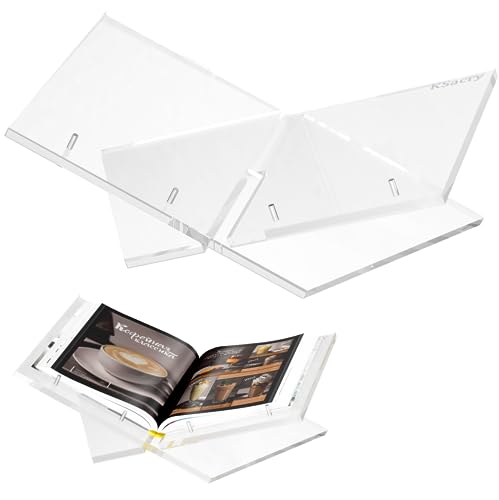 KSacry Acrylic Book Holder 9.5 x 13 x 4.7 inch Large Book Holder Large-Book Stand Clear Bible Stand-Holder Book Display Stand-Desktop Book Stands for Magazines Cookbook Newspaper Book Stand