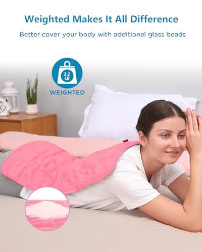 Image of Comfytemp Weighted Heating Pad for Back & Period, FSA Eligible Electric Heat Pad, Birthday Gifts for Women Men Mom Dad & Mother Day Gift, 2.2 lb HSA Neck Shoulder Heated Pad, 2H Auto-Off, 12x24, Pink