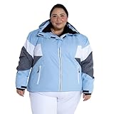 Snow Country Outerwear Chaqueta de abrigo de esquí y snowboard extendida de talla grande para mujer, 1X-6X, con aislamiento de luna, para esquí, snowboard, Bebé Azul Gris Blanco, 3X