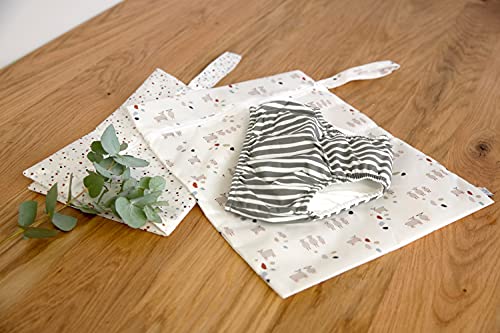 LÄSSIG Nasstasche wiederverwendbar für Kind Baby 2 Stück/Wet Bag Tiny Farmer Flowers/Goose – Ansicht 6
