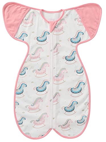 Happy Cherry Bebé Manta Envolvente Recién Nacido Anti Sobresaltos Mantita Niño Saco de Dormir Transpirable Niña Swaddle Blanket Primavera Otoño Verano 0-3 Meses (Rosa)