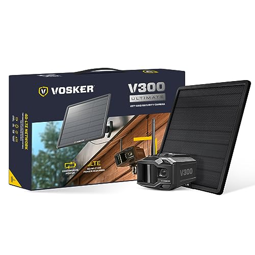 Vosker V300 4G-LTE Live View Security Autonomous Security Camera with external solar panel