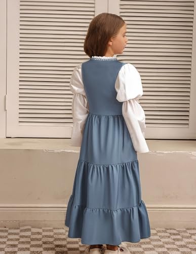 Scarlet Darkness Girls Renaissance Dress Medieval Peasant Long Sleeve Dresses4
