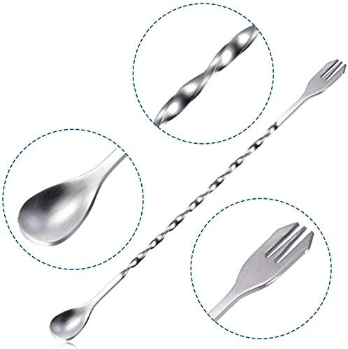 Spiralrührlöffel,Edelstahl Cocktailrührlöffel, Rührlöffel, Mehrzweck Cocktail Stößel Gabel Crushed Ice Löffel, Spezielle… - Image 3