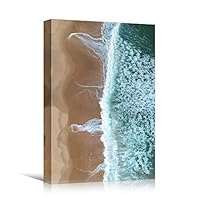 Canvas Wall Art Coastal Aerial View Beach Beach Blue Coastal Cool Photography Relax/Calm - 12x18 inches