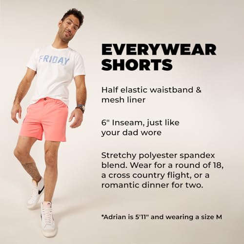 Image of Chubbies Everywear Men's Shorts - Mens Shorts Casual 6in Inseam, Elastic Waist, Water-Resistant, Zipper Pocket