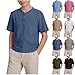Kids Lightweight Linen Henley Shirts Short Sleeve Casual Summer Top Loose Travel Beach Tees for 5-15 Years