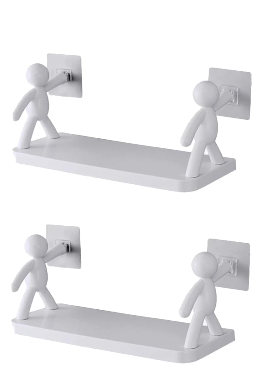 Kesi Wall Mounted Plastic Bathroom Kitchen Shelf for Bathroom Rack self Adhesive for Wall Shelves for Bathroom Racks and Shelves for Storage Shelf Bathroom Organizer Without Drill (Pack of 2) (B0CW9WKJ2H) Amazon Price History, Amazon Price Tracker