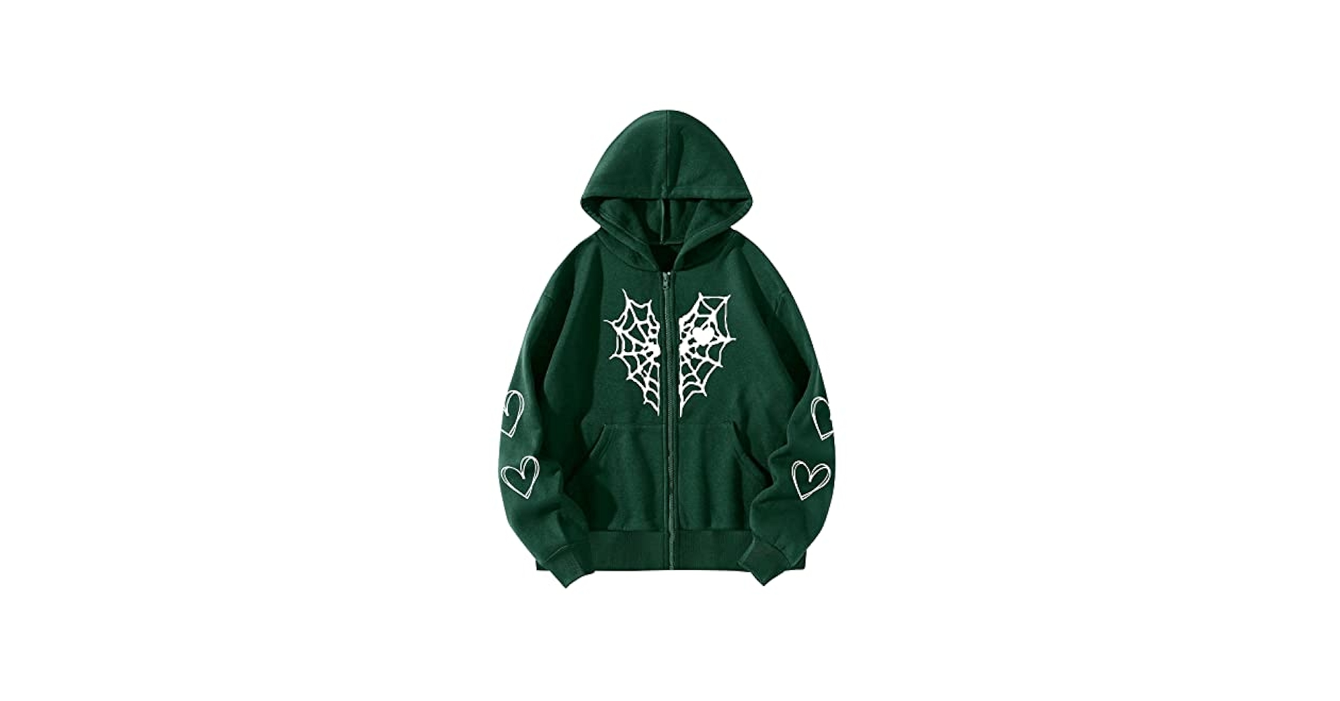 LMSXCT Women Y2K Spider Web Love Heart Hoodies Punk Jacket