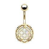 autocad scale 1/1000 Opal Glitter Incased Casted Fish Scale PVD Over 316L Surgical Steel Belly Button Navel Rings