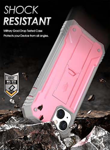 Coque iPhone 14 antichoc pour éviter les bris d'écran avec support rose