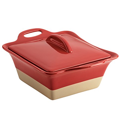 Rachael Ray Collection Stoneware Square Casserole, 2.5-Quart, Cherry