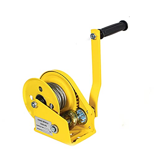 Aprilhp Manual Winch with Brake for Boat Trailer, 1200lbs Heavy Duty Cable Hand Crank Winch with Steel Hook, Corrosion Resistant Towing Winches for Deer Feeder Trailer Boat or ATV