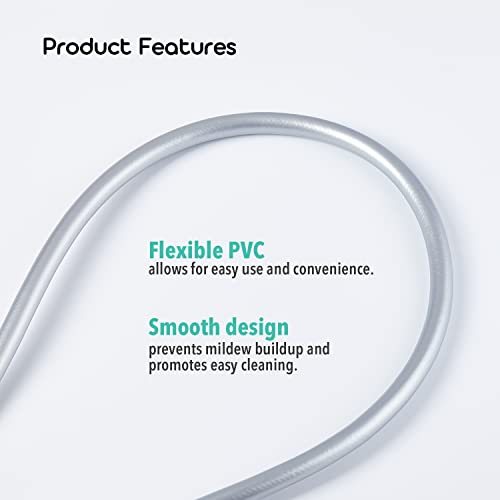 Shower Hose For Barumi Handheld Showerheads - Silver Color | Flexible Pvc, Smooth Design For Easy Cleaning, Tangle-Free 360° Rotation Connector, 71" Length, Universal Fit, Easy Installation #TOP3