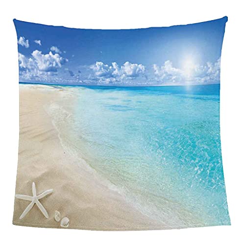 Couverture microfibre chaude et douce paysage de mer 3D