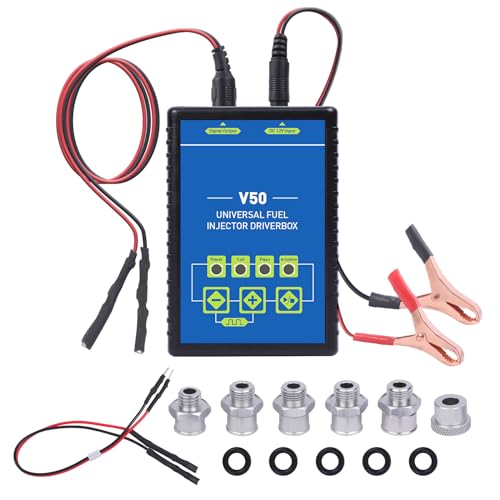 BELEY Comprobador de Inyectores de Combustible de Coche, Kit de Limpieza de Inyectores de Combustible DC 12V con 5 Modos de Pulso y 6 Adaptadores, para Todos los Inyectores de Gasolina y Diesel