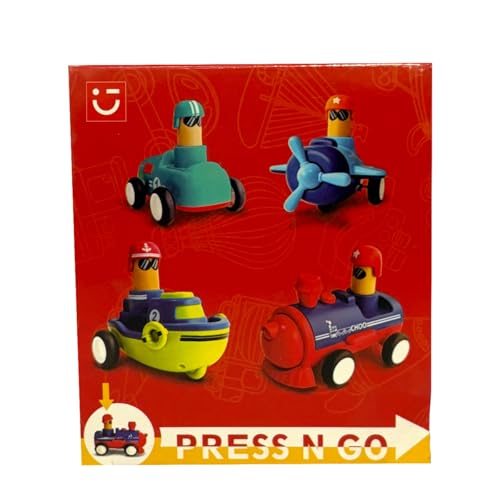 Image of MINISO Press N Go Friction-Powered Toy Cars for Kids - Battery-Free Racing Car, Retro Style, Safe & Durable