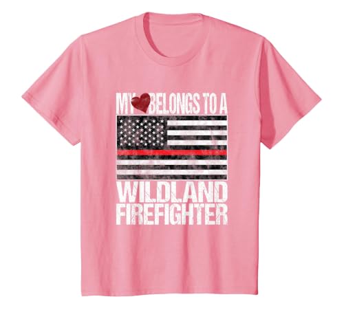 Red Line Flag Shirt My Heart Belongs Wildland Firefighter
