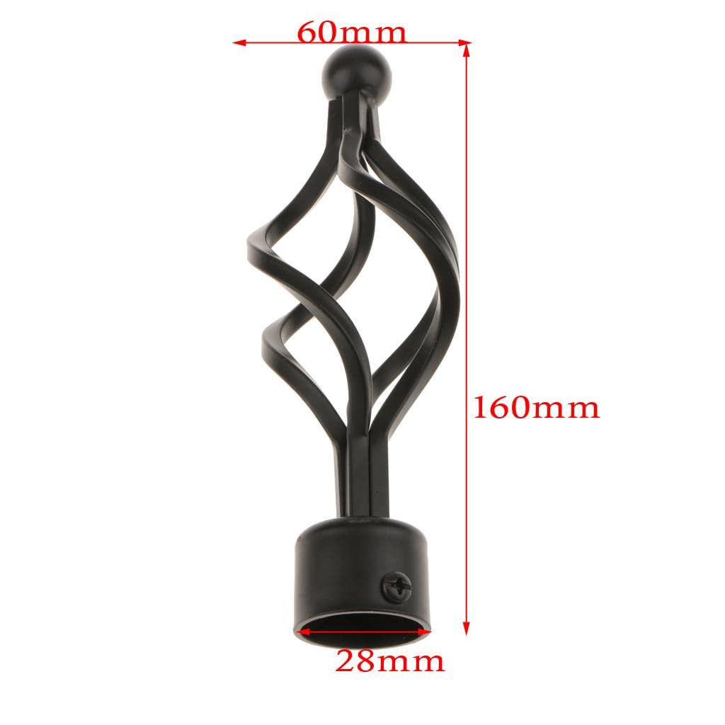 Terminali Per Aste Tende 2 Pezzi - Per Diametri 25-28mm Nero Metallico